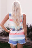 Sequin Pocket Patchwork Striped Tank Top