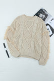 Cable Knit Fringe Trim Sweater