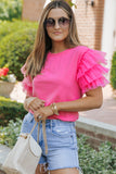 Tulle Ruffle Sleeve Top