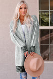 Gray Textured Knit Pocketed Duster Cardigan