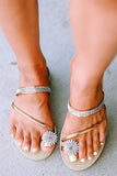 Rhinestone Toe Ring Flat Sandals