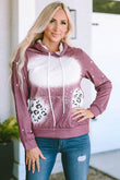 Leopard Tie Dye Print Kangaroo Pocket Pullover Hoodie