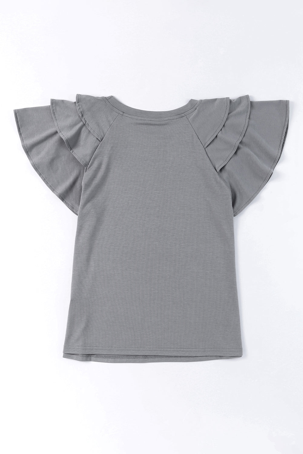 Plain Tiered Ruffled Short Sleeve T Shirt