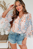 Floral Surplice Wide Sleeve Bodysuit