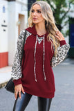 Leopard Contrast Fleece Brushed Hoodie