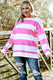 Striped Side Slit Plus Size Sweatshirt