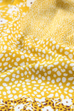 Chemisier nuisette jaune à pompons et patchwork floral style Boho