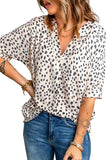 Animal Print V-neck Rolled Sleeve Tunic Top