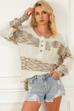 Pull en tricot Henley multicolore à teinture spatiale