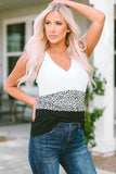 Leopard Print Contrast V-Neck Tank Top