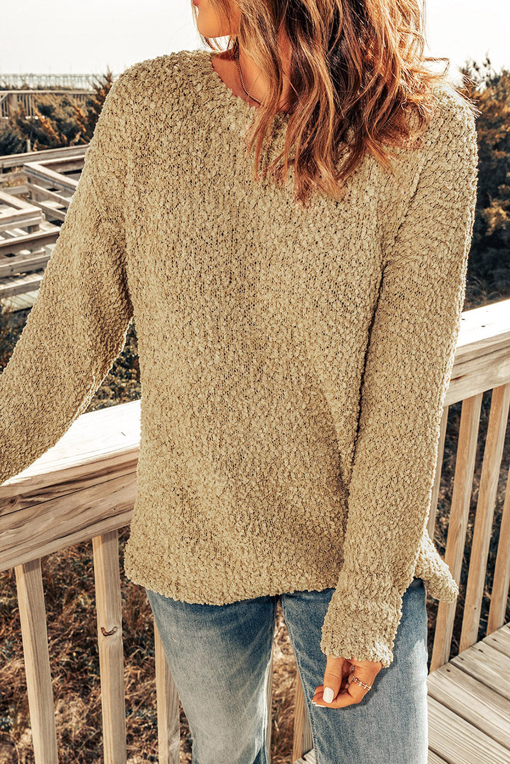 Porncorn Drop Shoulder Pullover Knit Sweater