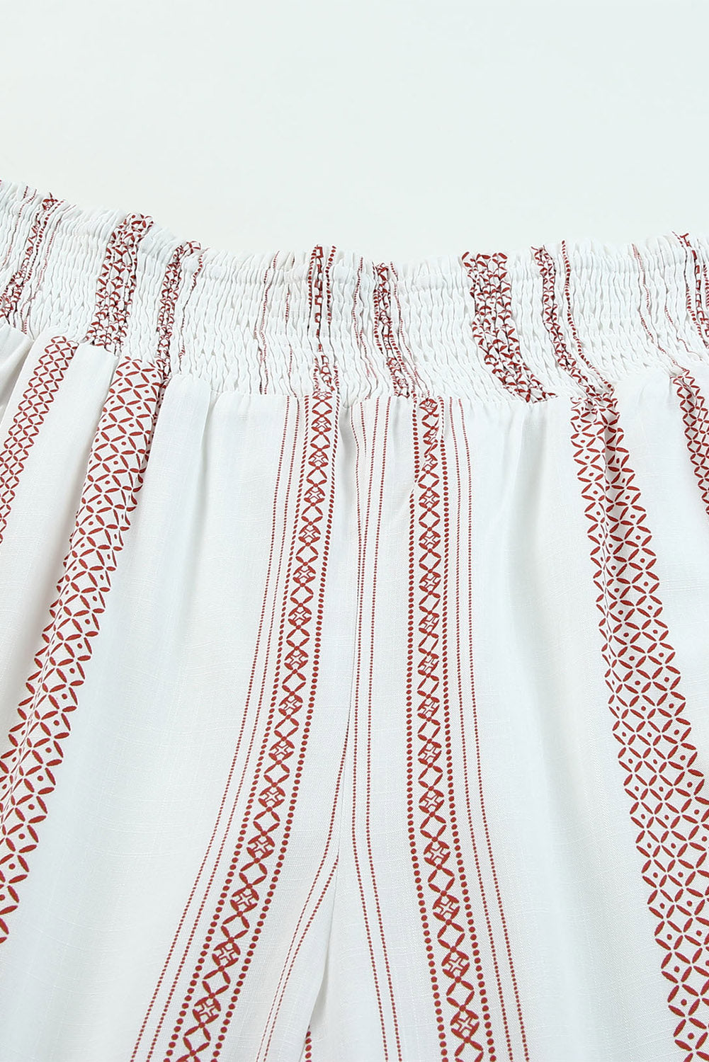 Smocked Waist Printed Wide Leg Pants