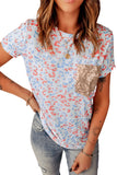 Print T-shirt with Sequin Pocket