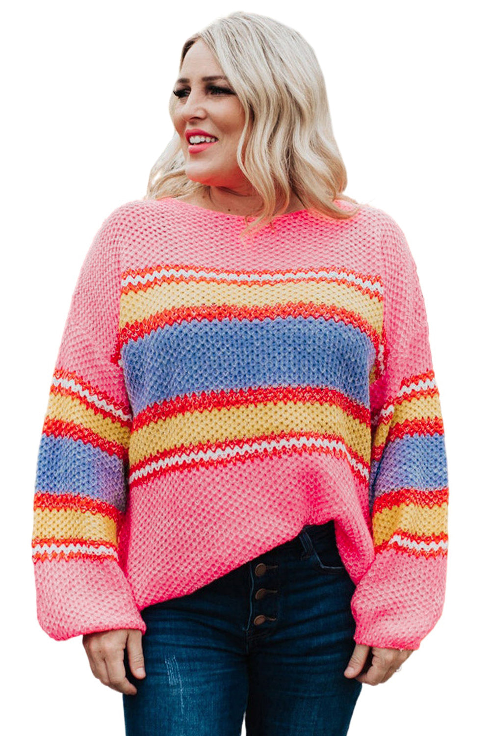 Plus Size Stripe Oversized Sweater