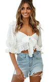 Ruffle Puff Sleeve Crop Top