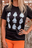 T-shirt noir à motif fantôme d'Halloween 