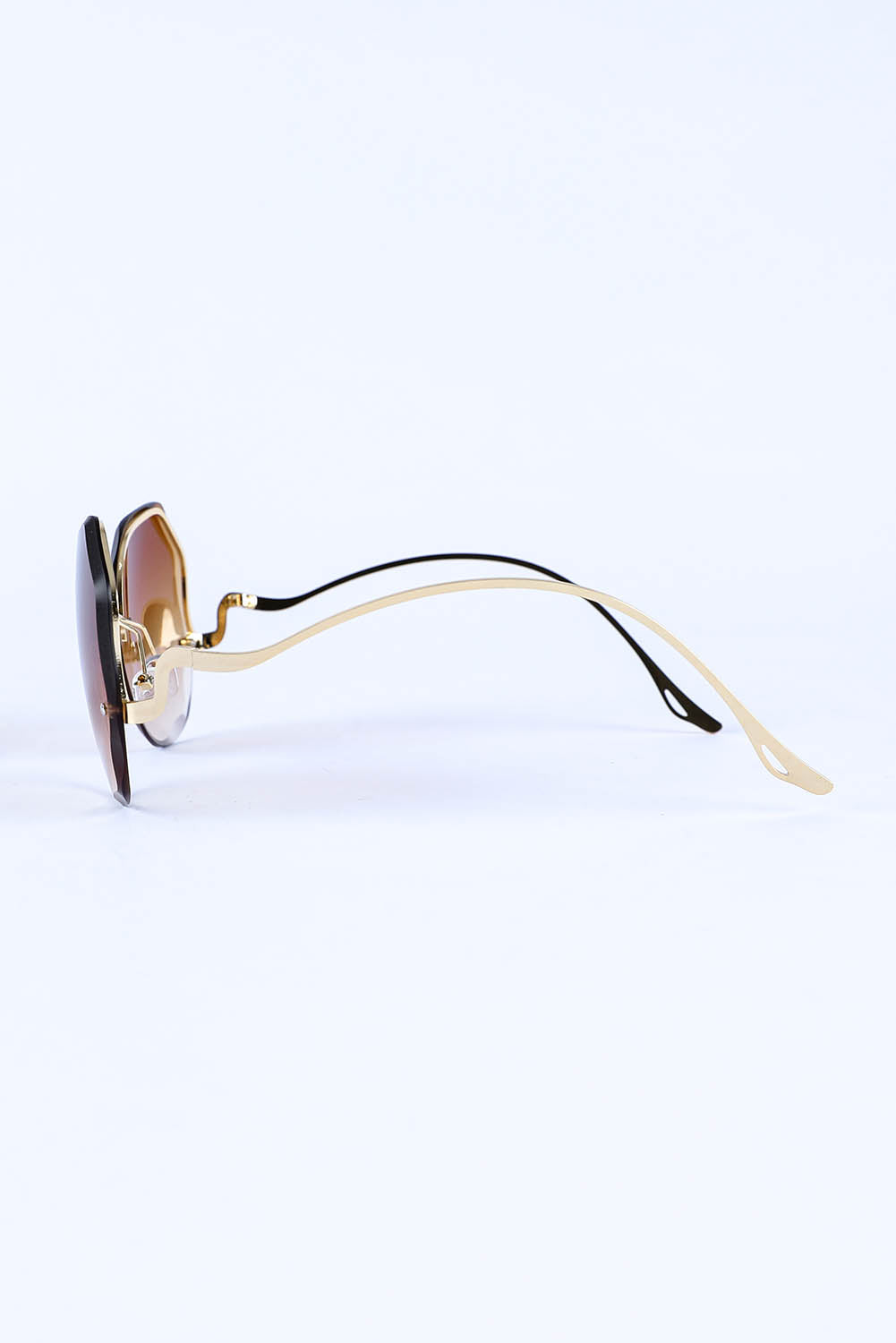 Rimless Geometric Frame Fashion Sunglasses