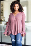 Plus Size Ruffled Waffle Knit Babydoll Top