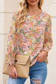 Yellow Puff Sleeve Floral Blouse