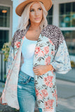 Leopard Floral Mixed Print Wide Sleeves Kimono