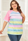 Striped Plus Size Raglan Sleeve Top