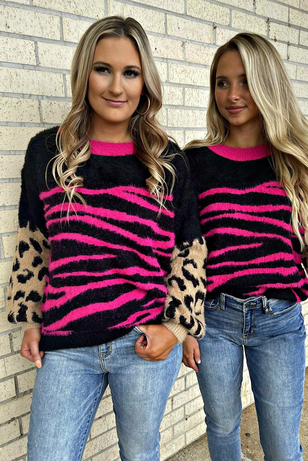 Leopard Zebra Print Pullover Sweater