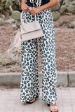 Leopard Print Pocketed Wide Leg Pants