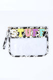 Pochette zippée transparente à imprimé STUFF multicolore