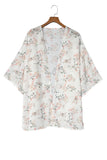 Floral Print Ruffled Long Sleeves Kimono