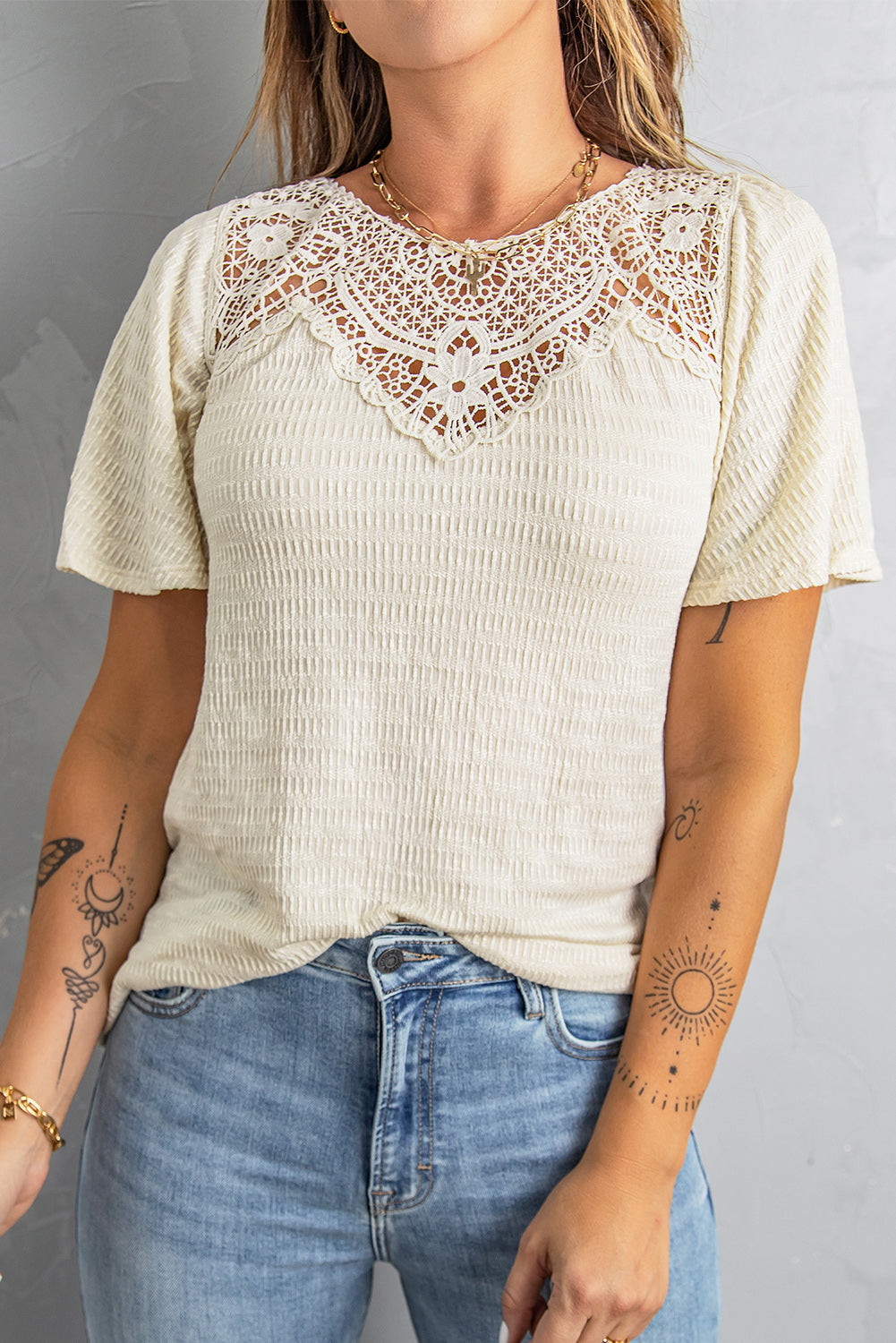 Crochet Splicing Flutter Sleeve Top