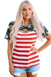 Contrast American Flag Cutout T-Shirt