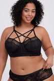 Bralette noire à bretelles croisées en dentelle grande taille