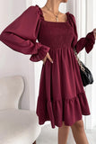 Smocked Puff Sleeve Ruffle Mini Dress