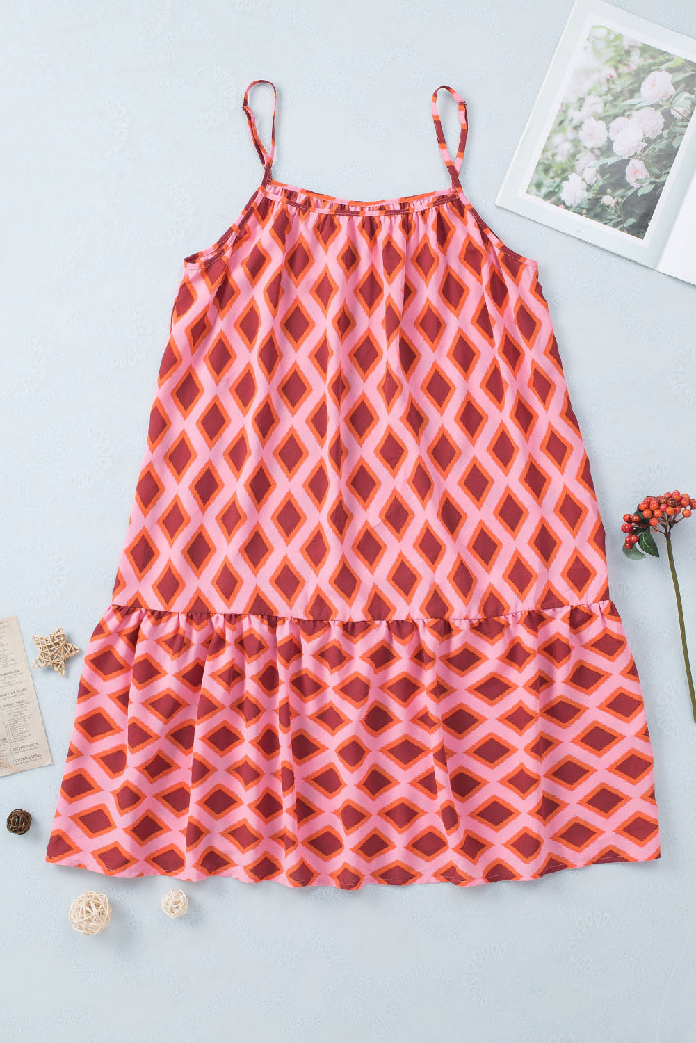 Geometric Print Spaghetti Strap Tank Top