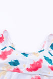 Tie Dye Scoop Neck Ruffle Trim Two Piece Swimsuit