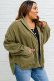 Plus Size Exposed Seam Terry Patchwork Hooded Jacket