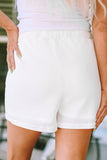 Waffle Knit Lace-up High Waist Wide Leg Casual Shorts