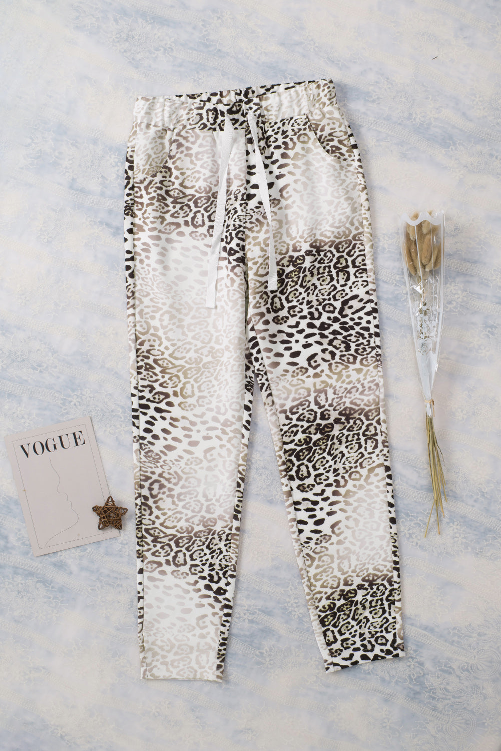 Cheetah Print Drawstring Waist Joggers