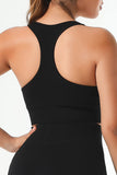 Ribbed U Neck Racer Back Sports Bra