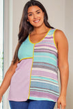 Contrast Trim Color Block V Neck Tank Top