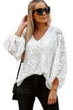 Floral Lace Crochet Loose Fit V Neck Top