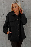 Gray Retro Quilted Flap Pocket Button Shacket