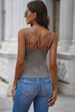 Lace Overlay Strappy Hollow-out Tank Top