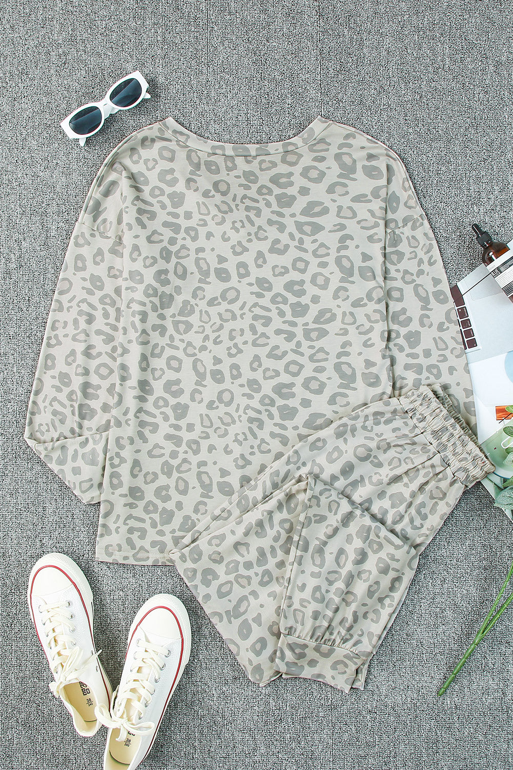 Print Long Sleeve Top & Drawstring Joggers Loungewear