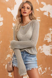 Hollow-out Knit Long Sleeve Top