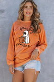 Sweat-shirt orange côtelé à imprimé fantôme Spooky Season