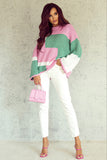 Colorblock Drop Shoulder Bell Sleeve Sweater