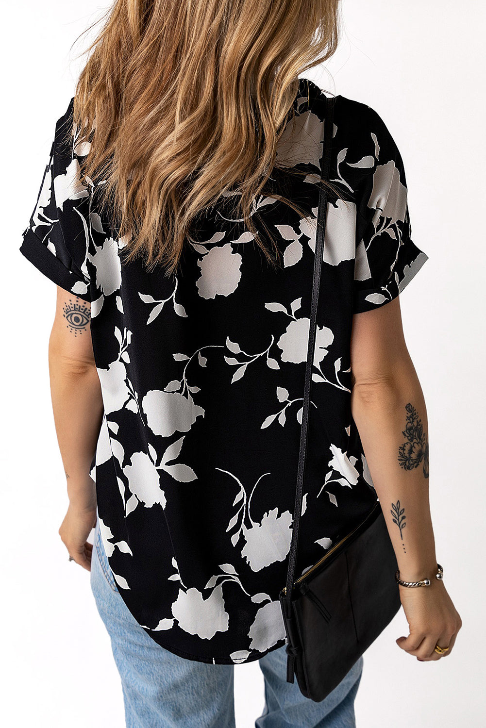 Apricot Floral Printed Short Sleeve Blouse