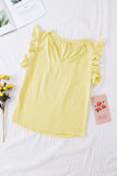 Casual Solid V Neck Butterfly Sleeve Top