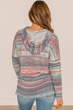 Striped Print Cable Knit Drop Shoulder Hoodie